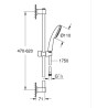 Ensemble de douche avec pommeau 1 jet, barre 60cm et flexible 1,75m - GROHE V...