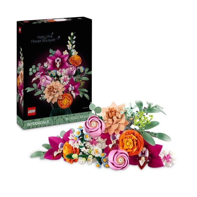 LEGO Botanicals 10342 Le joli bouquet de fleurs roses - Décoration - Set de c...
