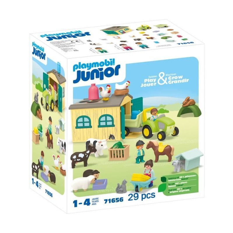 PLAYMOBIL Junior 71656 Ferme tracteur et animaux, personnages, Pour bébé et e...