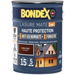 Lasure 2 en 1 Haute protection - Chene foncé satin - BONDEX - 5 L