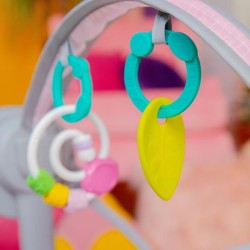 BRIGHT STARTS Balancelle bébé électrique compacte – Animaux, rose, 6 vitesses...