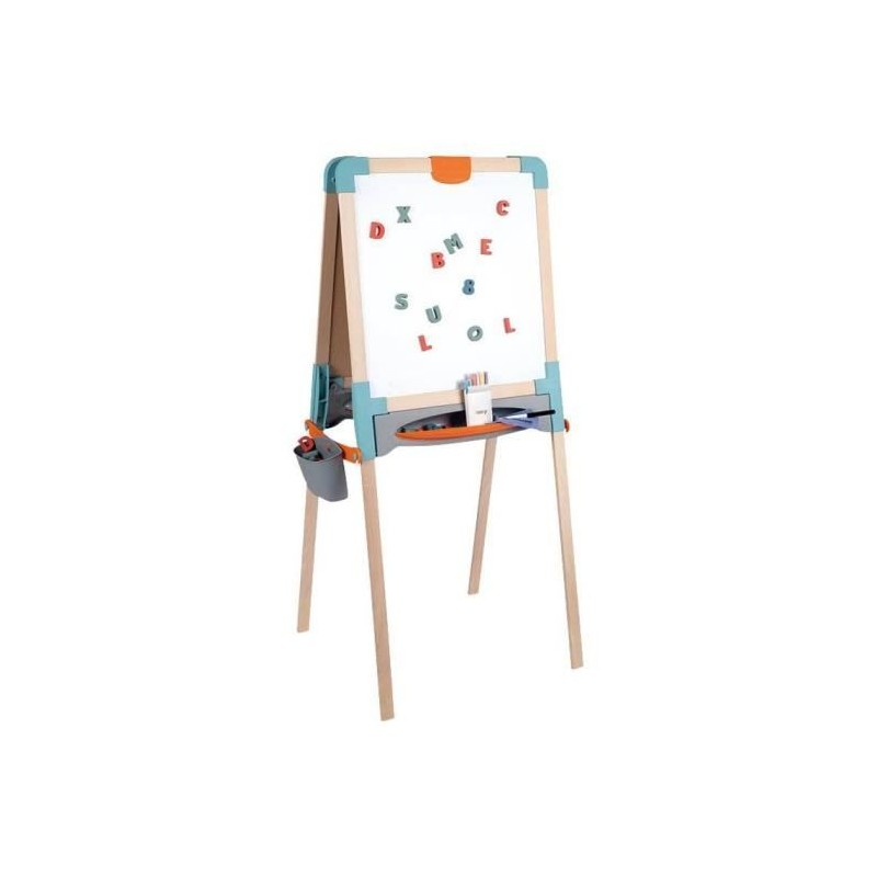 Smoby - Tableau en bois double face - Ardoise craie et Blanche magnétique - P...