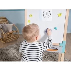 Smoby - Tableau en bois double face - Ardoise craie et Blanche magnétique - P...