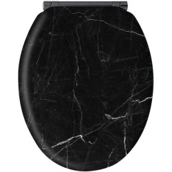 Abattant en marbre noir - MDF FSC - GELCO - Déclipsable - Charnieres en métal...