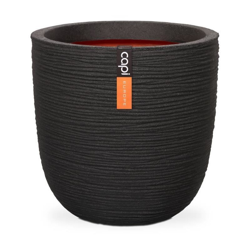 CAPI EUROPE Pot de fleurs boule RIB NL - 43x41 cm - Noir