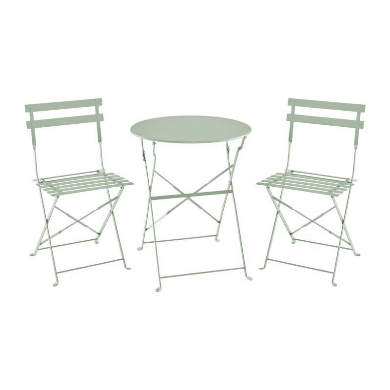 Set bistrot - ELORA - Ensemble repas de jardin - Table pliante Ø 60 cm + 2 ch...