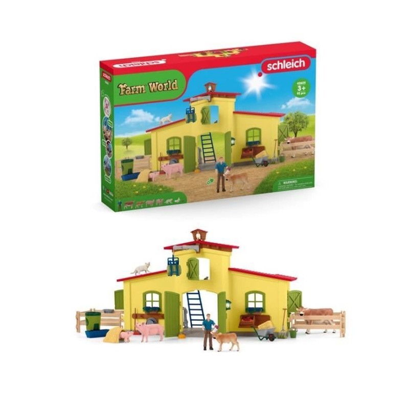 Coffret ferme éducative de 92 pieces avec animaux et accessoires,