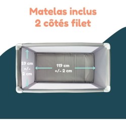 Lit parapluie BAMBISOL 120x60 cm - De la naissance a 36 mois - Matelas et sac...