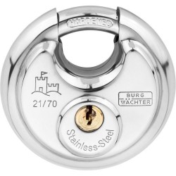 Cadenas cylindrique - BURG WACHTER - 21 70 SB - Acier inoxydable 70 mm, ouver...