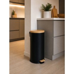 KITCHEN MOVE Poubelle de cuisine a pédale Forest - 30L - Noir mat
