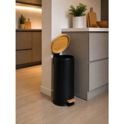 KITCHEN MOVE Poubelle de cuisine a pédale Forest - 30L - Noir mat