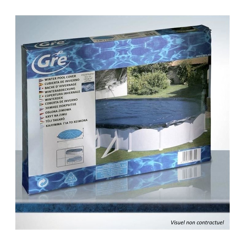 GRE - Bâche d'hivernage  pour piscine tubulaire hors-sol ronde GRE - Ø4m a Ø4...