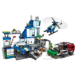 LEGO City 60316 Le Commissariat de Police, Jouet Hélicoptere, Voiture de Poli...