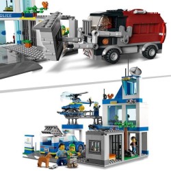 LEGO City 60316 Le Commissariat de Police, Jouet Hélicoptere, Voiture de Poli...