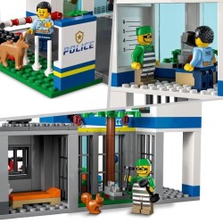 LEGO City 60316 Le Commissariat de Police, Jouet Hélicoptere, Voiture de Poli...
