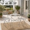 Set bistrot - ELORA - Ensemble repas de jardin - Table pliante Ø 60 cm + 2 ch...