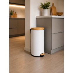KITCHEN MOVE Poubelle de cuisine a pédale Forest - 30L - Blanc mat