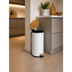 KITCHEN MOVE Poubelle de cuisine a pédale Forest - 30L - Blanc mat