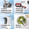 Mixeur plongeant - BOSCH - MSM4W221 - 600 W - 4 lames aiguiseés - Bol mélange...