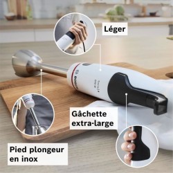 Mixeur plongeant - BOSCH - MSM4W221 - 600 W - 4 lames aiguiseés - Bol mélange...
