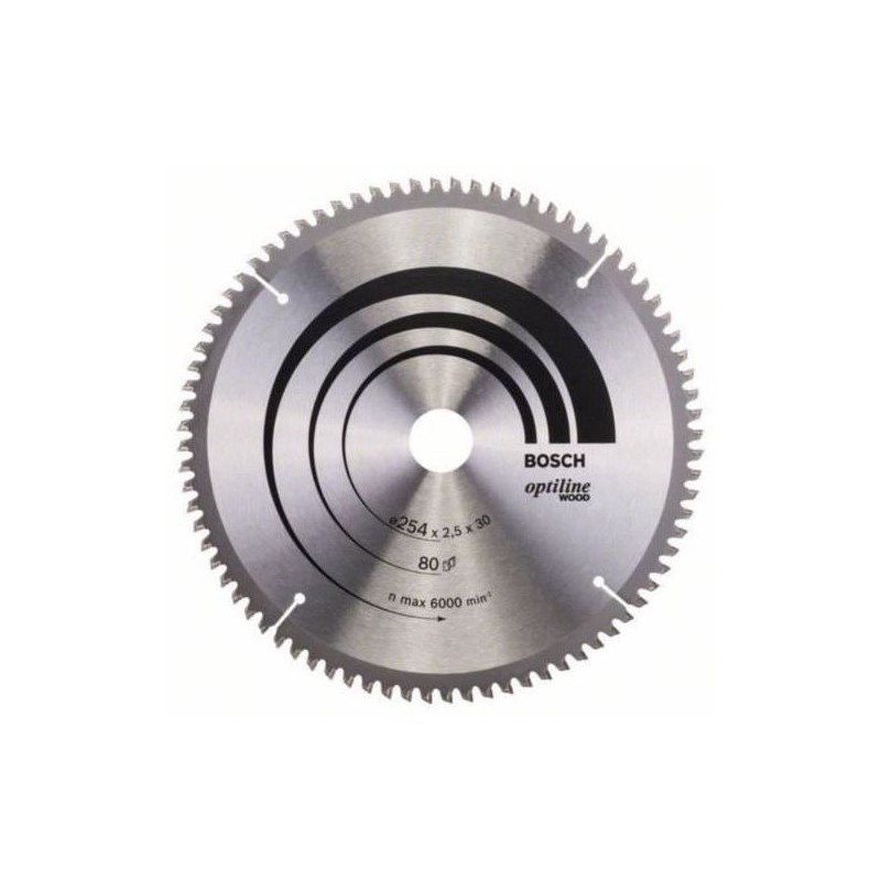 Lame de scie circulaire au carbure BOSCH PROFESSIONAL 254 x 30 x 2,5 mm (80 d...
