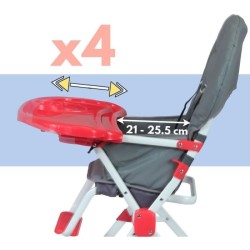 Chaise haute fixe BAMBISOL - Des 6 mois - Mixte - Gris et rouge - Assise en P...