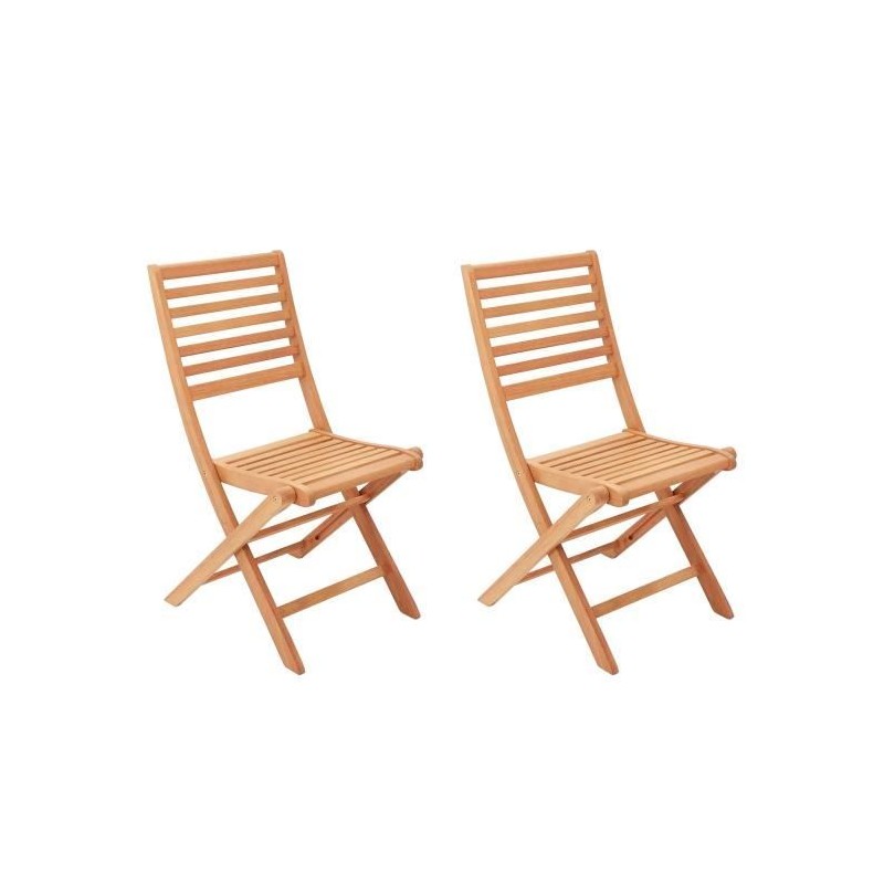 Lot de 2 chaises de jardin pliantes - EDEN - Bois Eucalyptus FSC - 57,5 x 46,...