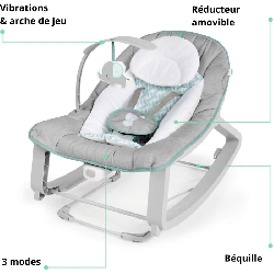 INGENUITY Transat bébé a bascule évolutif Keep Cozy Weaver 3 Positions: cadea...