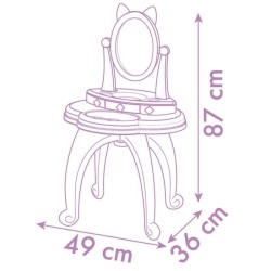 Smoby - Gabby et la Maison Magique - Coiffeuse enfant 2 en 1 - Tabouret inclu...