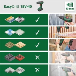 Perceuse visseuse - Bosch - EasyDrill 18V-40 - Sans batterie - Mandrin 13 mm ...