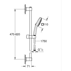 Ensemble de douche avec pommeau 3 jets, barre et flexible - GROHE Vitalio Com...
