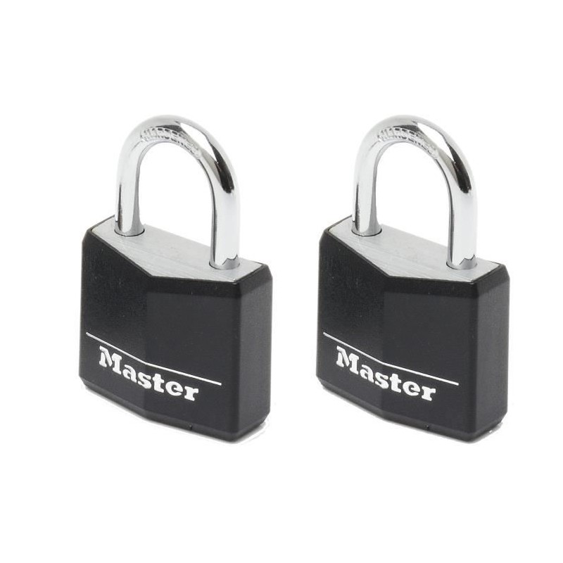 Cadenas en aluminium MASTERLOCK 30mm avec couverture vinyle noire - Lot de 2