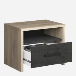 DEMEYERE Table de chevet 1 tiroir - Décor Chene Kronberg - L 49,6 x P 36,3 x ...