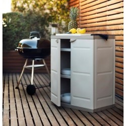 TITANIUM PLASTIKEN Armoire basse 2 portes avec étageres l70 x p44 x h88 cm Be...