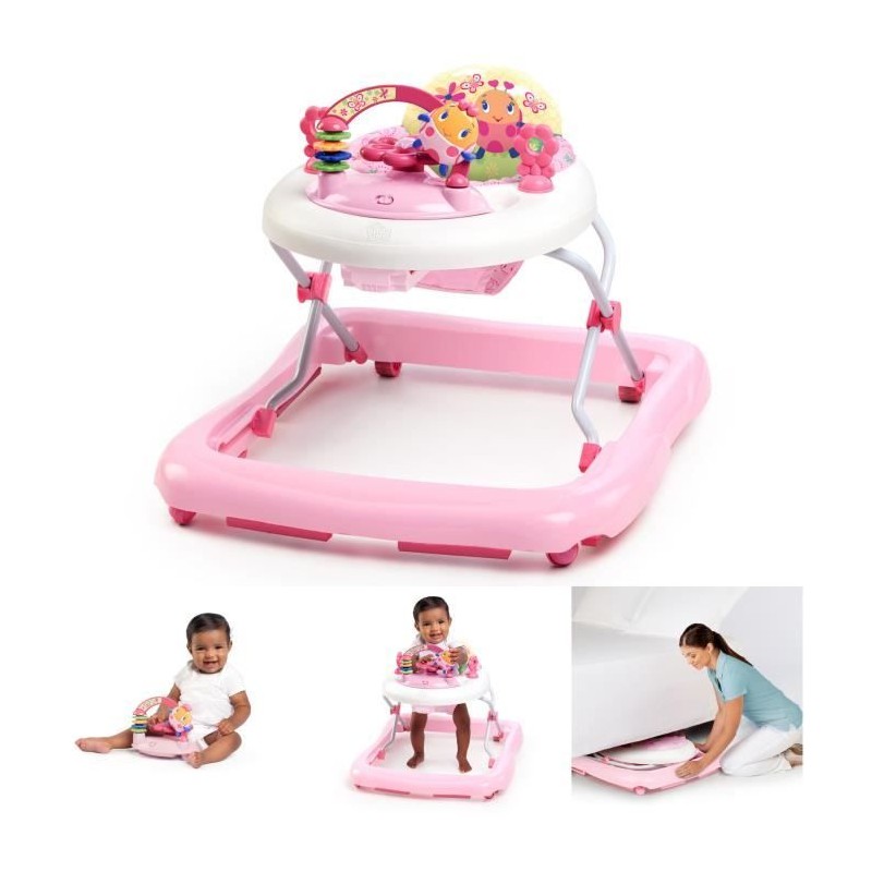 BRIGHT STARTS Trotteur pour  bébé fille évolutif et pliable 2-en-1 - Jardin R...