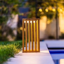 Lanterne solaire décorative - LUMISKY - CHENNAI - H30 cm - En bois teck massi...