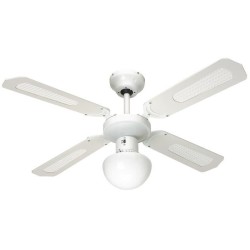 Ventilateur de plafond réversible FARELEK BALI - Ø 107 cm, 4 pales blanches /...