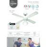 Ventilateur de plafond réversible FARELEK BALI - Ø 107 cm, 4 pales blanches /...