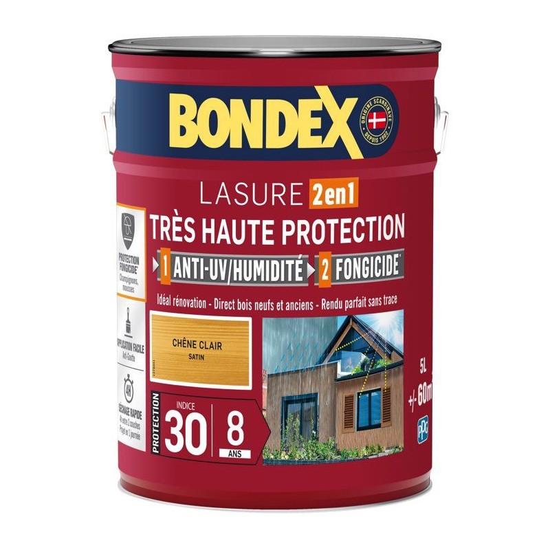 BONDEX - LASURE 8 ans - Indice 30 - Chene Clair - Satin - 5L