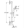 Ensemble de douche avec pommeau 2 jets, barre 60cm, flexible et tablette- GRO...