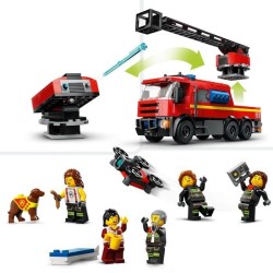 LEGO 60414 City La Caserne et le Camion de Pompiers, Jouet de Figurine de Chi...