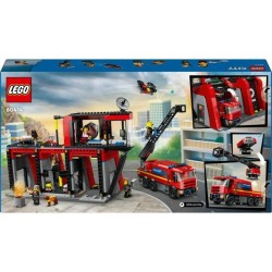 LEGO 60414 City La Caserne et le Camion de Pompiers, Jouet de Figurine de Chi...