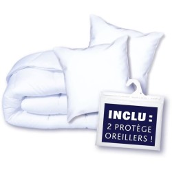 Pack couette 220x240 cm + 2 oreillers 60x60 cm + 2 proteges oreillers 60x60 c...