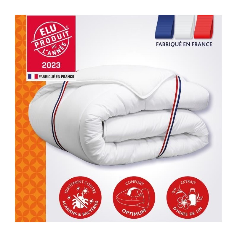 Couette 240x260 cm DODO CHAMPS DE LIN - Chaude - 450G/m² - Couette 2 personne...