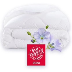 Couette 240x260 cm DODO CHAMPS DE LIN - Chaude - 450G/m² - Couette 2 personne...