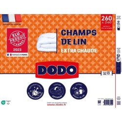 Couette 240x260 cm DODO CHAMPS DE LIN - Chaude - 450G/m² - Couette 2 personne...