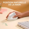 Souris - Sans Fil - Logitech - Lift Ergonomique Verticale - Blanc - Droitier ...