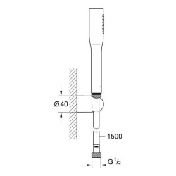 Ensemble de douche - GROHE - Vitalio Get Stick - Economie d'eau - Chrome - Su...