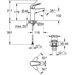 Mitigeur monocommande lavabo - GROHE Swift - 24326001 - Chromé - Taille M - E...