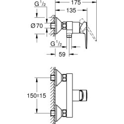 Mitigeur monocommande Douche - GROHE - Finition Chromé - Economie d'eau - Gar...